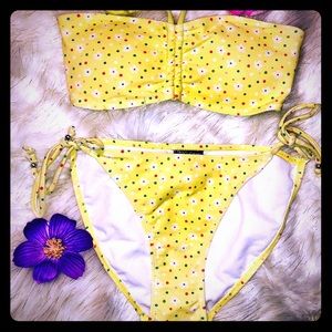 Sunshine cute 2 piece yellow floral print bikini